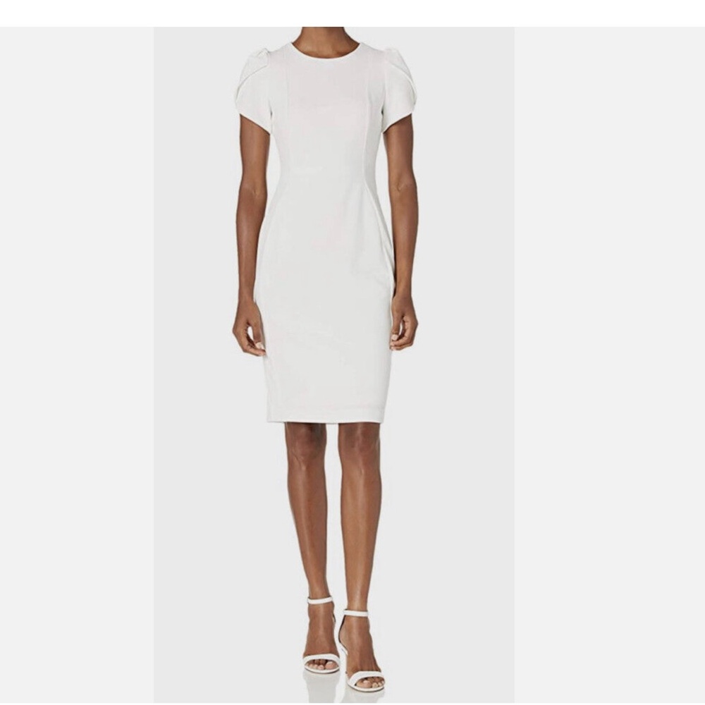 Calvin Klein | BNWT Tulip Sleeve Off-White Sheath Dress - Size 12